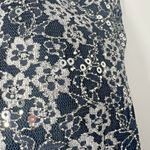 Alex Evenings  top blouse S black silver lace sequins with bow Photo 7