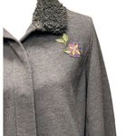J.Jill Womens Chocolate Brown Sherpa Collar Jacket Embroidered Flower Sz L Snaps Size L Photo 5