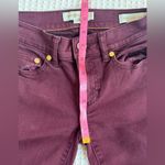 Tory Burch  Maroon super Skinny Fall Jeans with Gold logo and button fly.  23 Photo 7