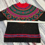 Vintage 1990 IVY Hand Knit Fair Isle Multicolor Knit Sweater Black Photo 7