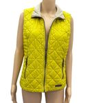 GH Bass and Co Quilted Vest Chartreuse Zip Front Fleece Collar Zip Pocket Medium Yellow Photo 1