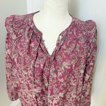 AVARA Boho Paisley Ruffle Blouse – Size Large Red Photo 4