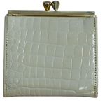 Vintage Woman's Alligator Wallet West Germany Compact Kiss Lock Wallet Beige Photo 2