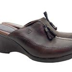 Ariat Women's Brown Leather Clogs Slip On Mules Tassels style #20926 size 7 Photo 0