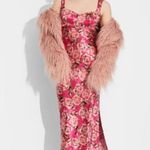 Wild Fable New Absolutely Gorgeous Cap Sleve Satin Maxi Bodycon Floral Pink Red Dress Small Photo 2