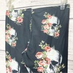 Casa Lee Black & Pink Floral Skull Print Leggings Size Large Photo 4