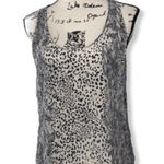 Joie  Silk Leopard Print Racerback Tank Top Sz S Snakeskin Trim Photo 0
