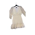 Lulus ✨All The Cheers Cream and Gold Dotted Smocked Mini Sz Medium Dress ✨ Photo 7
