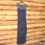 XScape Womens Beaded Collar Jersey Gown Dress Photo 2