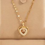 Graduation Gift 🎓 Golden Love Heart Pendant Necklace, Simple Necklace Gold Photo 3