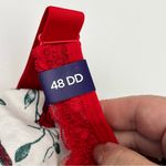 Catherines  Intimates No Wire Cotton Comfort White Red Cardinal Bra Size 48DD NEW Photo 2