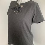 Michael Kors MICHAEL  gray short sleeve tie-neck shirt Photo 1