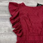 Solarsun Ruffle Sleeveless Mini Dress NEW Womens S Burgundy V Neck Swiss Dot Red Photo 2