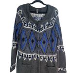 Free People  Frosted Fair Isle Mohair Long Cardigan Shacket Sweater Size M Photo 8