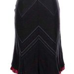 Vintage Field Manor Grey Wool Midi Skirt Chevron Herringbone Ruffle Size 14 Red Photo 0