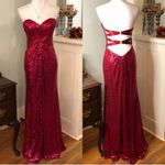 La Femme  Red Sequin Strapless Formal Dress Prom Evening Gown Mermaid Size 4 Photo 10