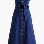 J.Crew NWT  Button-front Belted Midi Dress Antique Navy Photo 0