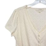 No Comment Cream Eyelet Peplum Ruched Cropped Top Photo 3