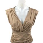 Abercrombie & Fitch Tan Beige Khaki Sleeveless Drape Deep V Blouse Top Size S Photo 0