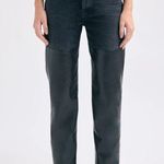 AGOLDE Woman's Black Pieced 90s Pinch Waist Leather Jeans Size 24 Photo 3