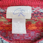 Vintage Carroll Reed Fair Isle Sweater Womens Medium Red 100% Wool Cardigan HK Photo 2