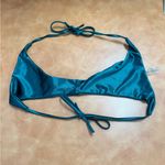 Teal Satin Like Bikini Top Blue Size M Photo 1