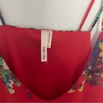 Y2K Red Floral Mini Dress Flowy Size Medium Photo 5
