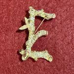Sarah Coventry Vintage Letter E Monogram Pin Initial Brooch Goldtone Branches Gold Photo 0