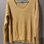 Cozy Casual  Gold V Neck Knit Sweater Size Small/Medium Photo 0