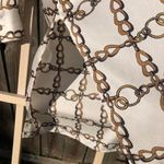 ZARA  Cream Black Brown Chain Link Horsebit Print Satin Tunic Top Coverup Blouse Photo 8