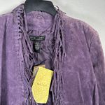 Dialogue NEW Jacket Womens Large Purple Suede Leather Fringe Open Lined Western Photo 1