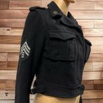 BB Dakota  Military Black Bomber Jacket with Pockets and Stripes Patches Womens M Photo 2