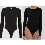 RE/DONE  Women's Black Basic‎ Long Sleeve Crewneck Thong Bodysuit 125$ Size Small Photo 1