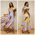 La‎ Ligne Stella Maxi Flutter Sleeve Open Back Dress Lavender Multi Small NWT Purple Photo 12