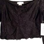 Kirious  Black Lace Crop Top Juniors Size XL  Long Sleeve Pullover Scoop Neck NWT Photo 4