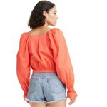 Levi's NWT Daphne Scrunchie Blouse Persimmon Square Neck Photo 1