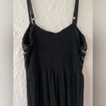 Shoreline Black maxi dress / coverup, embroidered top, elastic back, adjustable straps; M Photo 2