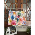 The Cats Pajamas Floral Print Button Up Shirt & Shorts Pajama Set Small White Photo 2