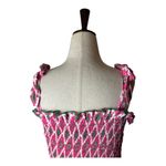 Feather & Find Shirt Women XS Pink Geometric Shiva Boho Luxe Smocked Tie Strap Photo 4