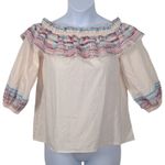 Parker Anthropologie Jenay Off-Shoulder Boho Blouse Small Pink Sugar Embroidered Photo 9