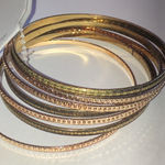 Elegant Mixed Metals Gold Tone Brass Boho Bangle Set Photo 0