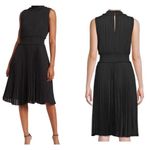 Nanette Lepore  Black Mock Neck Pleated Sleeveless Black Dress Photo 1