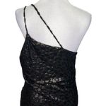 IRO Bexly Leopard Metallic Asymmetrical Midi Dress One Shoulder Black FR42 US10 Photo 5