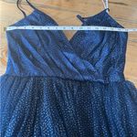 Spellbinding Beauty Navy Glitter Sleeveless Tulle Gown Blue Size M Photo 8