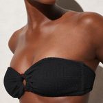 J.Crew NWT Heritage Textured O-ring Bandeau Bikini Top Black Size XXL Retro Photo 6