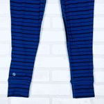 Athleta ‎ Stripe Accelerate Workout Leggings Medium Blue Black Athletic Run Photo 1