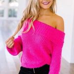 These Three Boutique OTS Neon Pink Sweater Photo 0