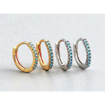 Boutique Unisex Turquoise White Gold Sterling Silver Hoop Earrings, 9mm‎ Photo 5