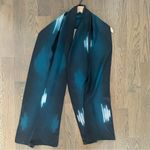 Anthropologie Anthro Vintage Hand-Dyed Oblong Silk Scarf Dark Turquoise White 14.5"w x 77"l Photo 4