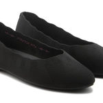 Skechers Cleo Style Knit Ballet Flat Black Almond Toe Slip On Stretch Fit Photo 0